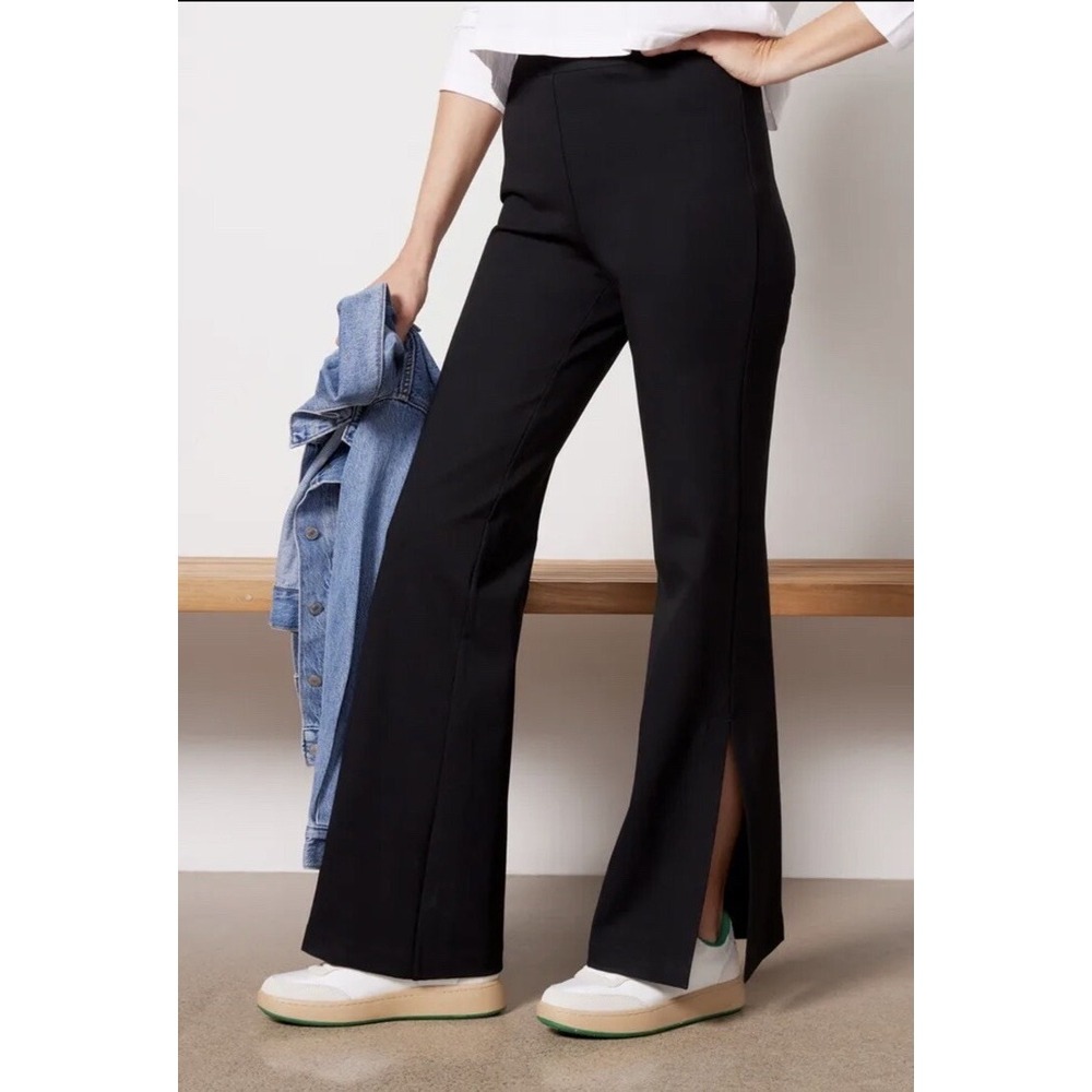 Spanx Perfect Double Slit Wide Leg Pants Black Office Capsole Womens Medium